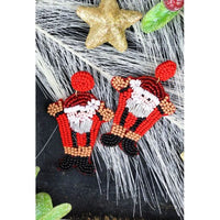 Santa Hands in the Air Seed Bead Earrings