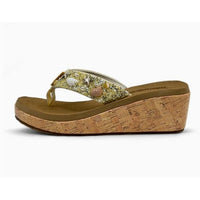 Seashell Embellished Comfort Wave Wedge Flip Flops