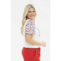 Sequin American Flag Star Sleeve Tee