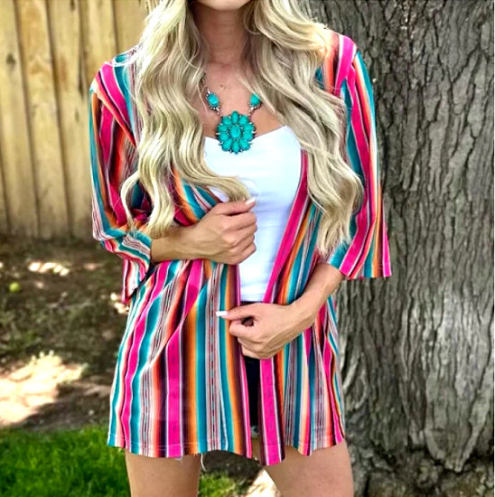 Serape Vibe Cardigan - Rhinestone Gal