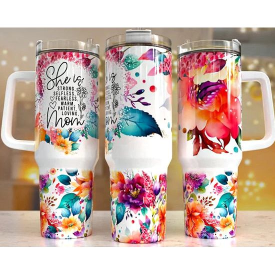 She is Strong Mom 40 oz Tumbler - Rhinestone Gal