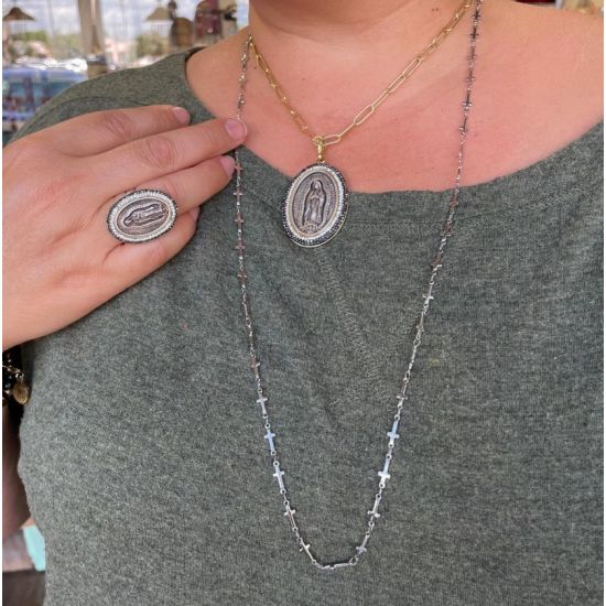 Dainty Stainless Steel Cross Chain Necklace – 16"