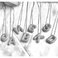 Silver Rhinestone Bubble Initial Necklace