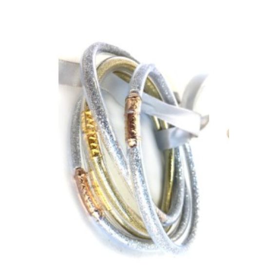 Gold & Silver Sparkle Jelly Bracelet Set – 5pc