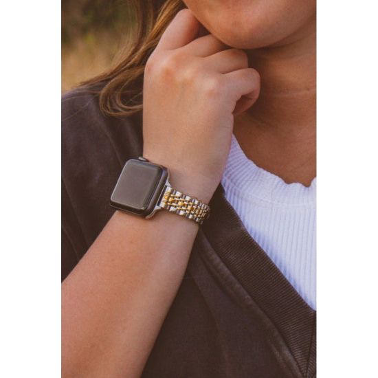18K Gold & Stainless Steel Link Watch Band – Fits 5”–7” Wrists