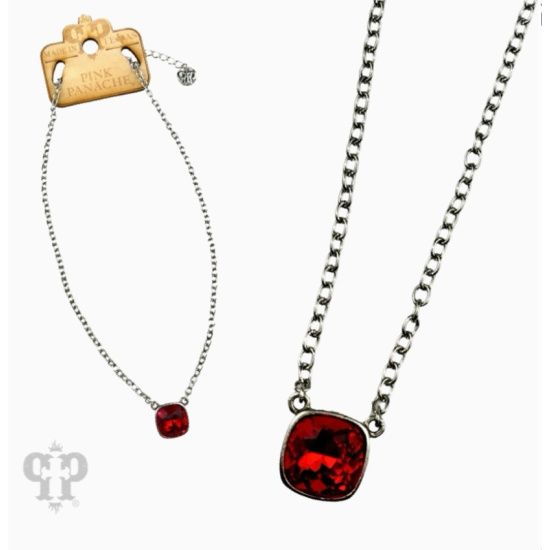 Pink Panache Red Crystal Chain Necklace