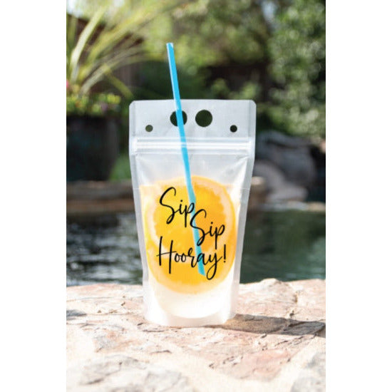 Reusable Drink Pouch with Funny Sayings and Straw