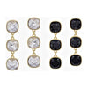 Square Crystal Triple Drop Earrings - Rhinestone Gal