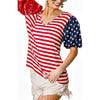 Stars and Stripes Puff Sleeve Top - Rhinestone Gal