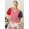 Stars and Stripes Puff Sleeve Top - Rhinestone Gal