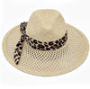 Leopard Print Band Trim Panama Hat