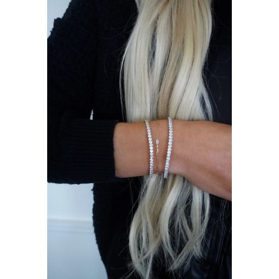 Stretchy Waterproof Rhinestone Silver Tennis Bracelet