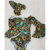 Sunflower & Leopard Cross Baby Onesie with Headband