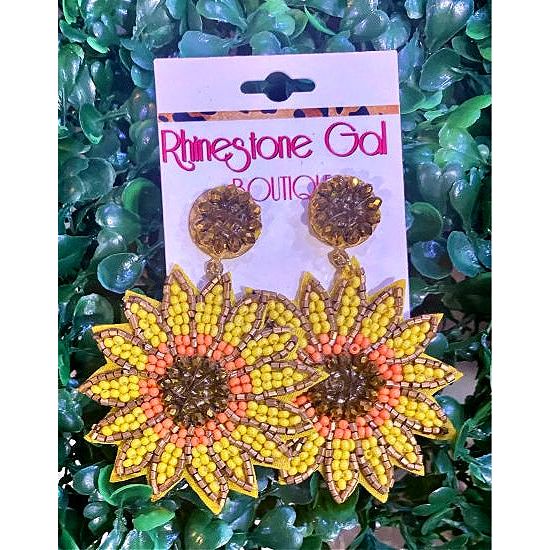 Sunflower Seed Bead Statement Earrings
