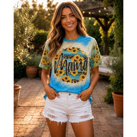 Sunflower and Leopard Mama Bleached Tee with Matching Sleeves