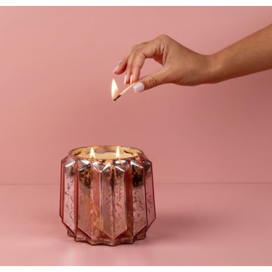 Sweet Grace 3-Wick Candle – Pink Chevron Glass Jar | 23.3 oz