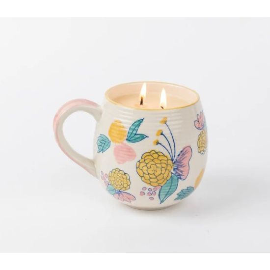 Sweet Grace Candle Mug – Floral Ceramic Reusable Cup