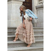 Tan Mesh Layered Maxi Skirt – Missy Fit