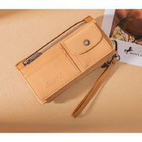Montana West Genuine Leather Tooled Cross Wallet – Tan RFID Wristlet with Detachable Zipper Pocket