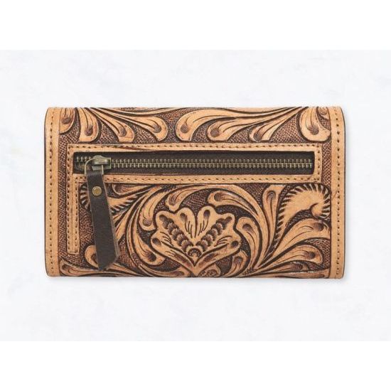 Tan Tooled Leather Western Wallet