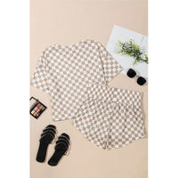 Tan Checkerboard Skort Set