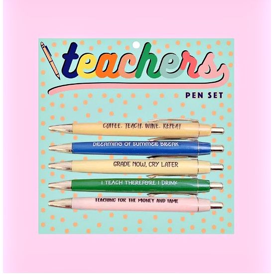 Funny Teacher Quote Ballpoint Pen Set – 5 Pack