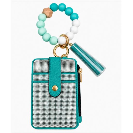 Rhinestone Beaded Wristlet Card Holder