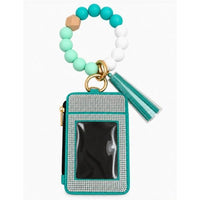 Rhinestone Beaded Wristlet Card Holder