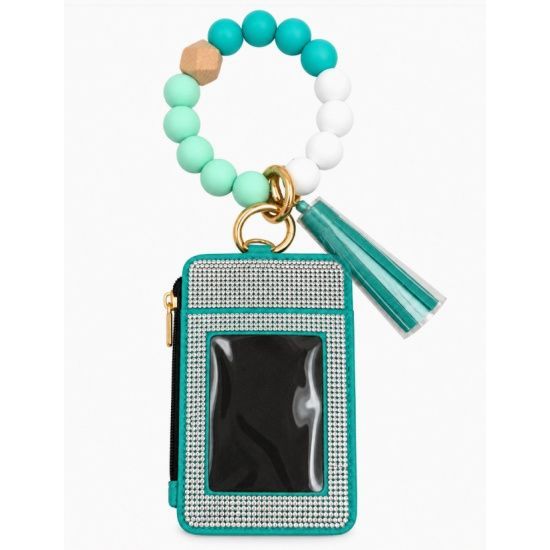 Rhinestone Beaded Wristlet Card Holder