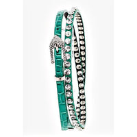 Teal Skinny Crystal Belt - Rhinestone Gal