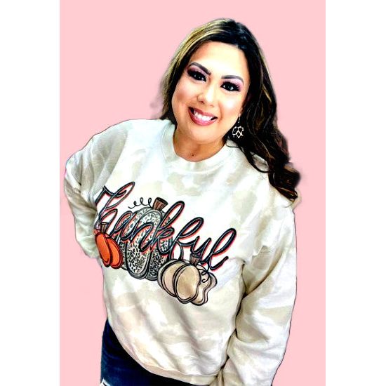 Thankful Bleached Sweatshirt - Rhinestone Gal