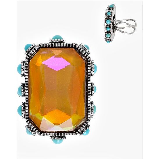 Octagon Cut Crystal Adjustable Ring - Rhinestone Gal