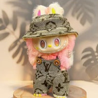 Labubu Trendy Overalls & Bucket Hat 2-Piece Outfit