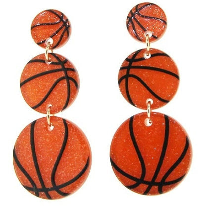 3 Tier Basketball Glitter Earrings