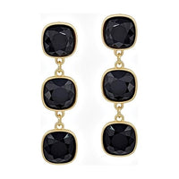 Square Crystal Triple Drop Earrings - Rhinestone Gal