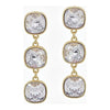 Square Crystal Triple Drop Earrings - Rhinestone Gal