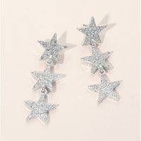 Triple Rhinestone Star Drop Earrings