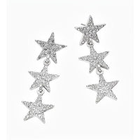 Triple Rhinestone Star Drop Earrings