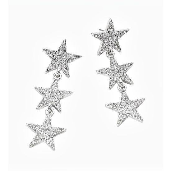 Triple Rhinestone Star Drop Earrings