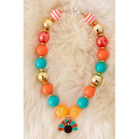 Girls Turkey Bubble Necklace – Multicolor Chunky Bead Fall Jewelry