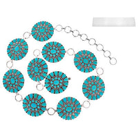 Round Turquoise Concho Chain Belt - Rhinestone Gal