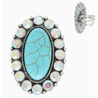 Western Turquoise Concho Statement Adjustable Ring