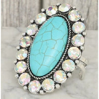 Western Turquoise Concho Statement Adjustable Ring