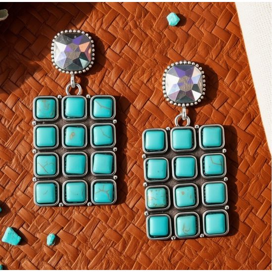 Turquoise Squash Blossom Statement Earrings