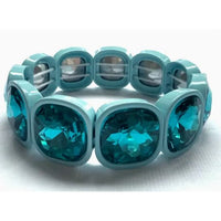 Square Crystal Gemstone Stretch Bracelet – Colorful Sparkly Statement Jewelry