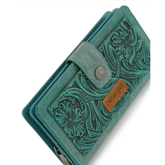Wrangler Turquoise Floral Tooled RFID Wallet