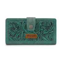 Wrangler Turquoise Floral Tooled RFID Wallet