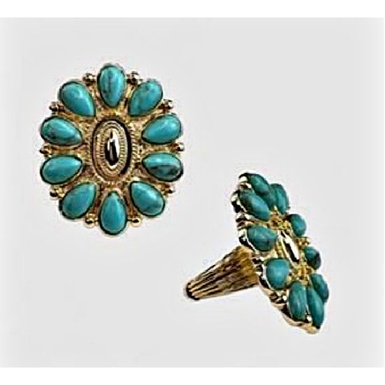 Pink Panache Turquoise Concho Adjustable Ring