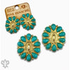 Pink Panache Turquoise Concho Post Earrings – 18K Gold Dipped