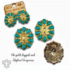 Pink Panache Turquoise Concho Post Earrings – 18K Gold Dipped